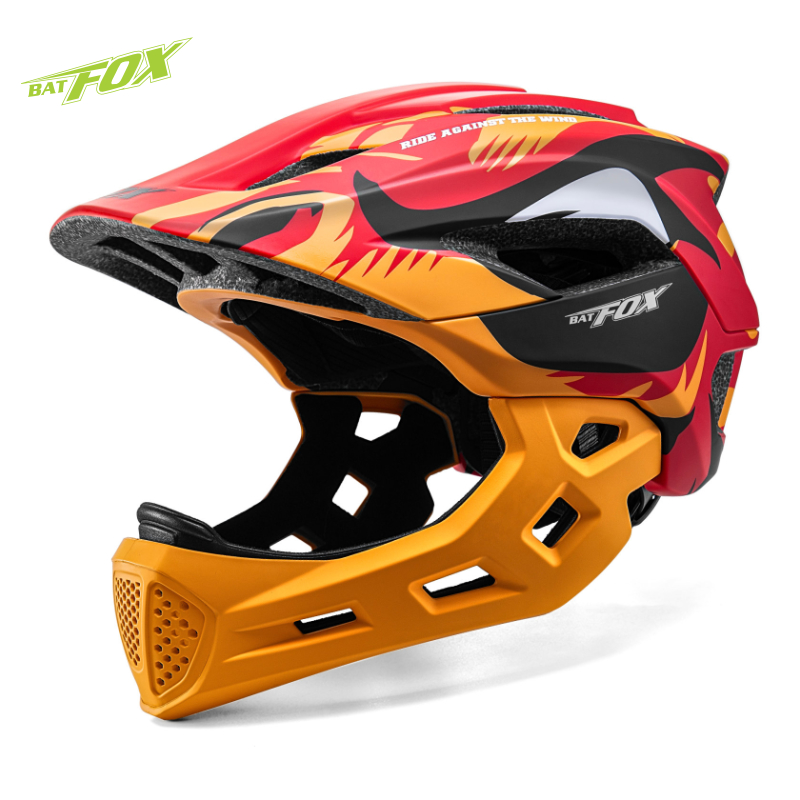 Running Gear Kids - BATFOX dziecięcy kask rowerowy pełnotwarzowy odpinany