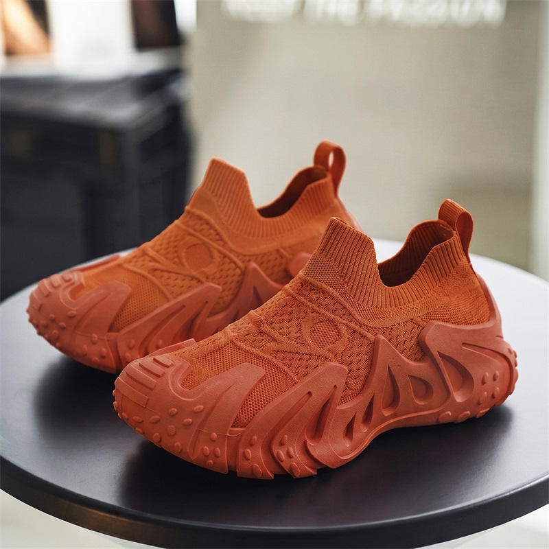 Running Gear On - Męskie pomarańczowe wsuwane sneakersy z dzianiny,